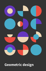 Trendy bauhaus pattern. Bauhaus poster. Vector geometric abstract circle shapes