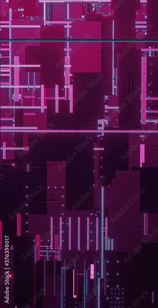 Poster 3d rendering illustration of an abstract background with neon lights and patterns