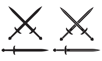 Cross swords icon. Medieval knight weapon. Vector illustration.