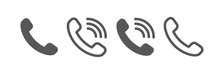 Phone icon set. Telephone receiver. Ringing phone.