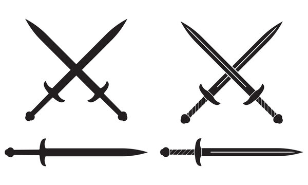 Cross swords icon. Medieval knight weapon. Vector illustration.