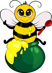Bright cute bee cartoon.Vector illustration. 