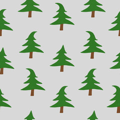 seamless pattern with Christmas trees on a gray background 