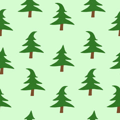 seamless pattern with Christmas trees on a green background