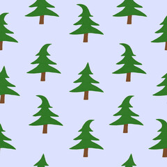seamless pattern with Christmas trees on a blue background 