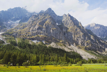 Obraz premium Beautiful mountain landscape in Val Ferret, Italy.