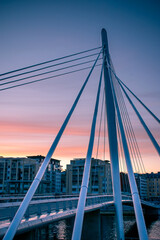 Bridge Laukonsilta on sunset in Tampere, Finland