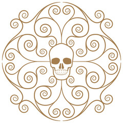 Ornamental skull isolated on white background