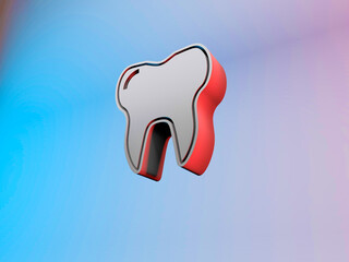 mouth tooth icon 3d illustration