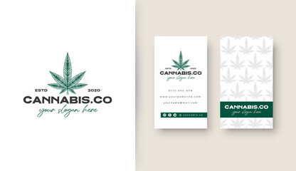vintage cannabis logo with business card