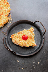 Com chay cha bong - Scorched rice topped with pork floss snack and red chili sauce