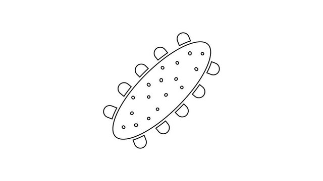 Black line Sea cucumber icon isolated on white background. Marine food. 4K Video motion graphic animation.