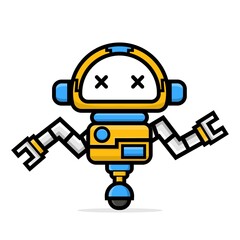 Cute characters robot error and crash