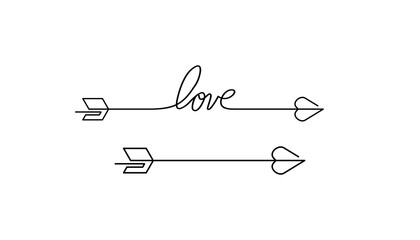 Typography word love starts an ends with arrow