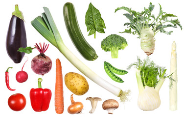 Organic vegetables sorted by color