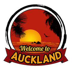 Welcome to Auckland concept in vintage graphic style