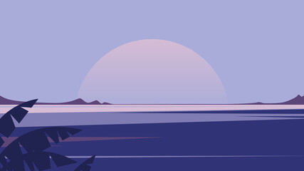 Fototapeta na wymiar Simple landscape background, sunset over the sea