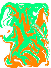 greenish blue and orange abstract watercolor luxury pattern fluid liquid light color on white.