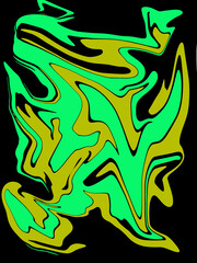 yellow and light green abstract like bird watercolor luxury pattern fluid liquid light color on black.