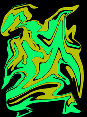 yellow and light green abstract like bird watercolor luxury pattern fluid liquid light color on black.