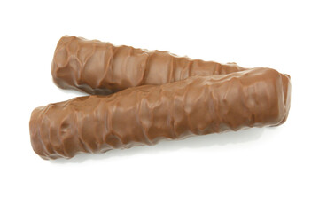 barre chocolatée isolé sur un fond blanc