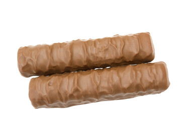 barre chocolatée isolé sur un fond blanc