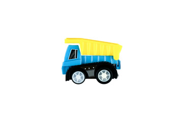 blue and yellow baby truck on isolated background