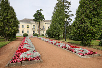 The beautiful flowered city center of Sillamae, Estonia