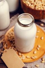 Milk pine nut in glass
