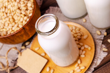 Milk pine nut in glass