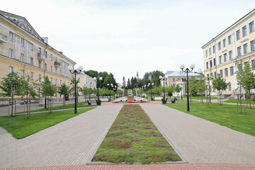 Fototapeta premium The beautiful flowered city center of Sillamae, Estonia