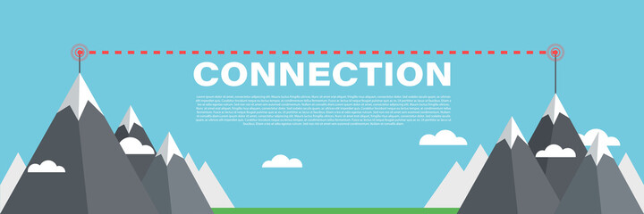 Communication towers on mountains. Wireless antennas cellular wifi radio station broadcasting internet channel receiver vector cartoon background. Illustration of connection antenna signal transmitter