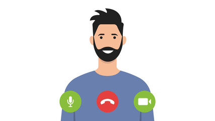 Video call. Video call with a loved one. Online conversation thanks to the Internet. Vector illustration. Flat style.
