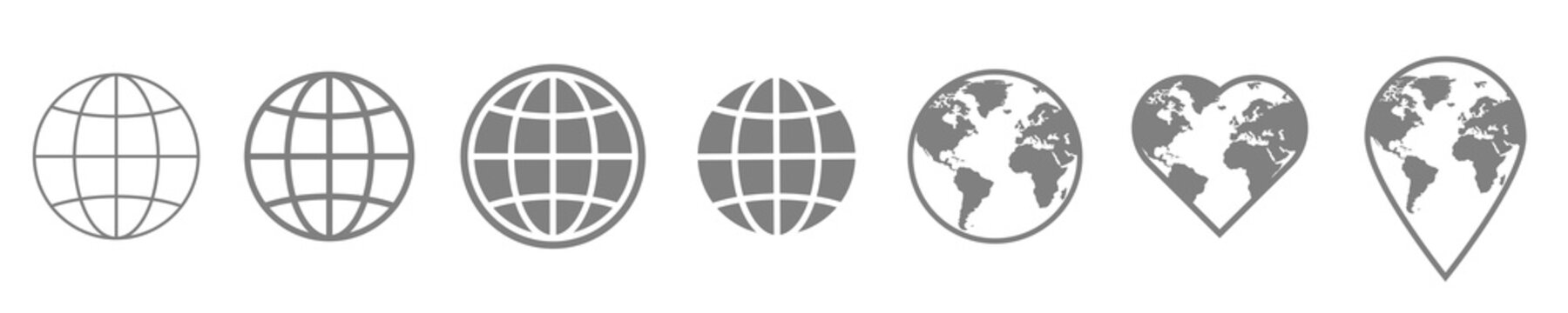 Globe World Icon Vector Global Sign Illustration. Earth Planet Line Internet Technology Symbol Set. On White Background