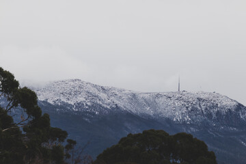 snow on the top of Mount Wellington (Kunayi) in Tasmania