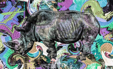 Nashorn auf einem hellen abstrakten Hintergrund © reznik_val