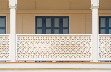 Wooden balcony woodcut trellis panel stencil lattice engraving decorative panel oriental geometric...