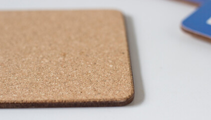 The back of a coaster, cork material