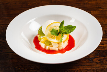 vegetarian fruit dessert with mint