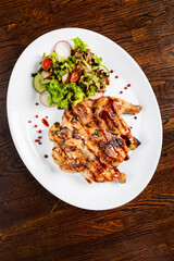 whole roasted chicken with salad