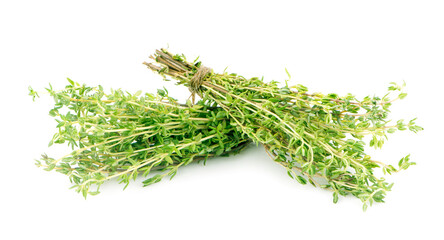 green thyme bunch an isolated on white background.clipping path