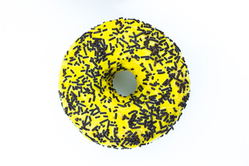 yellow doughnut with sprinkles isolated