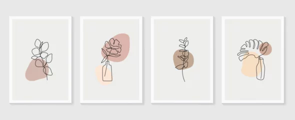 Botanical wall art vector set. Floral and Foliage line art drawing with  abstract shape.  Abstract Plant Art design for print, cover, wallpaper, Minimal and  natural wall art. Vector illustration. © TWINS DESIGN STUDIO