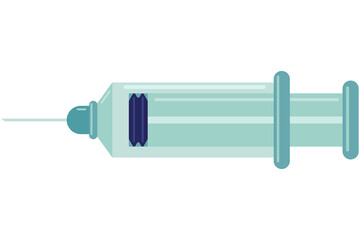 Medical syringe vector icon isolated on a white background.
