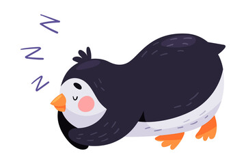 Cute Penguin with Red Cheeks Sleeping Vector Illustration