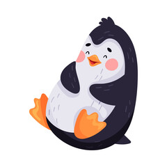 Cute Penguin with Red Cheeks Laughing Vector Illustration