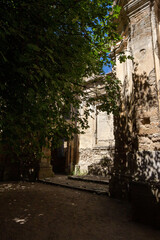 The Ruins of St Bonaventure monastery in the natural park of Monterano,It is a ghost city which gained popularity because of its beauty and its closeness to Rome and Cinecitta