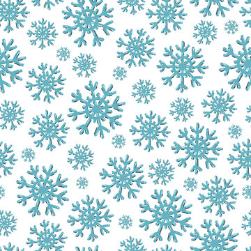 Snowflakes vector cartoon seamless pattern on a white background.