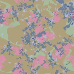 UFO camouflage of various shades of pink, blue and green colors