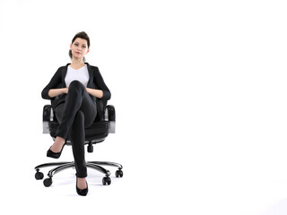 3D Render : A business woman is sitting on the chair